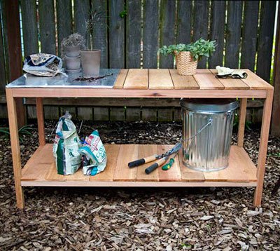 Aluminum and Wood Potting Table