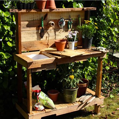 Rustic Pallet Potting Bench