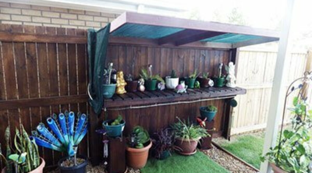 Shaded Garden Potting Bench