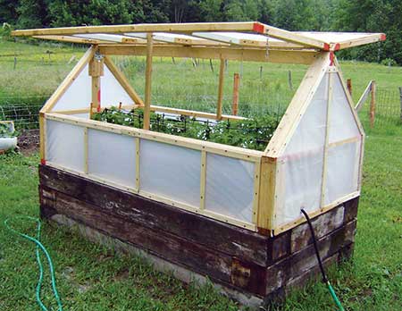 Railroad Tie Raised Bed With Greenhouse