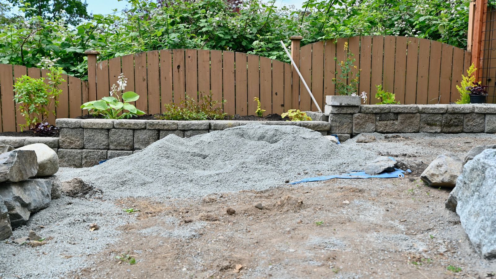 A shot of an uneven spot in the process of creating a space in a garden area