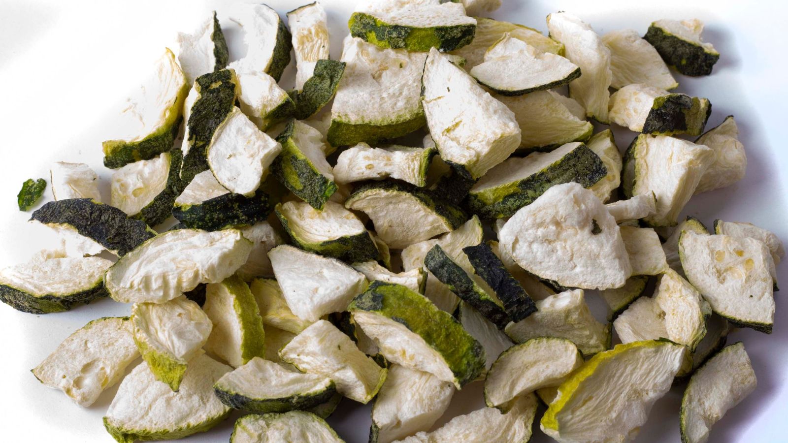 An overhead shot of freeze-dried crops in a well lit area
